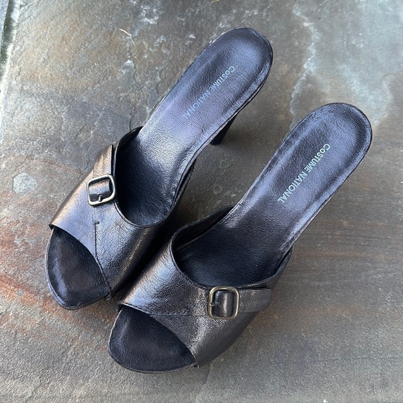 Costume National Brown platform Leather & Wood sandals 39 - Picture 1 of 10